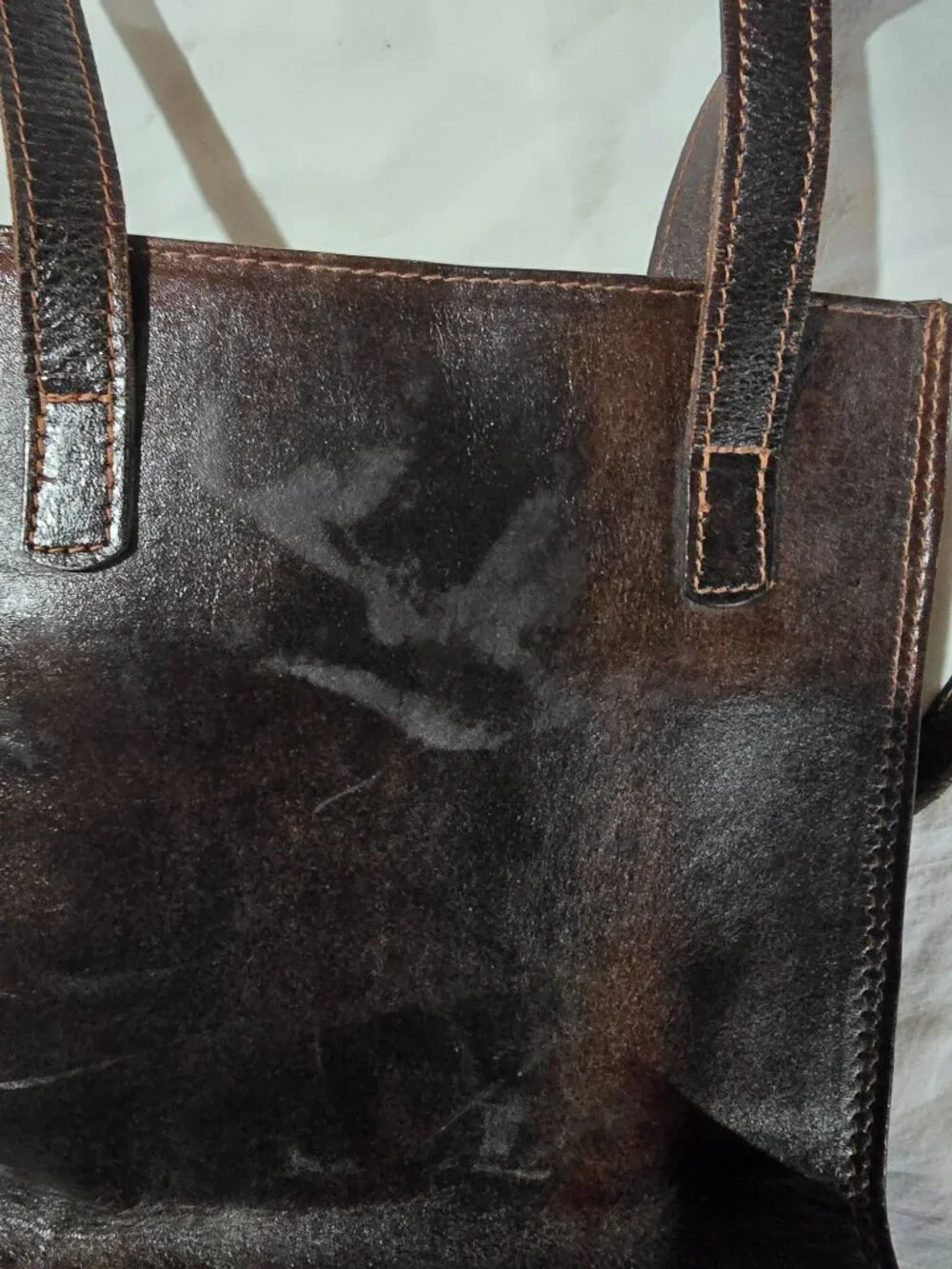 American West Brown Tooled Leather Shoulder Bag Vintage Buffalo Nickel Accent